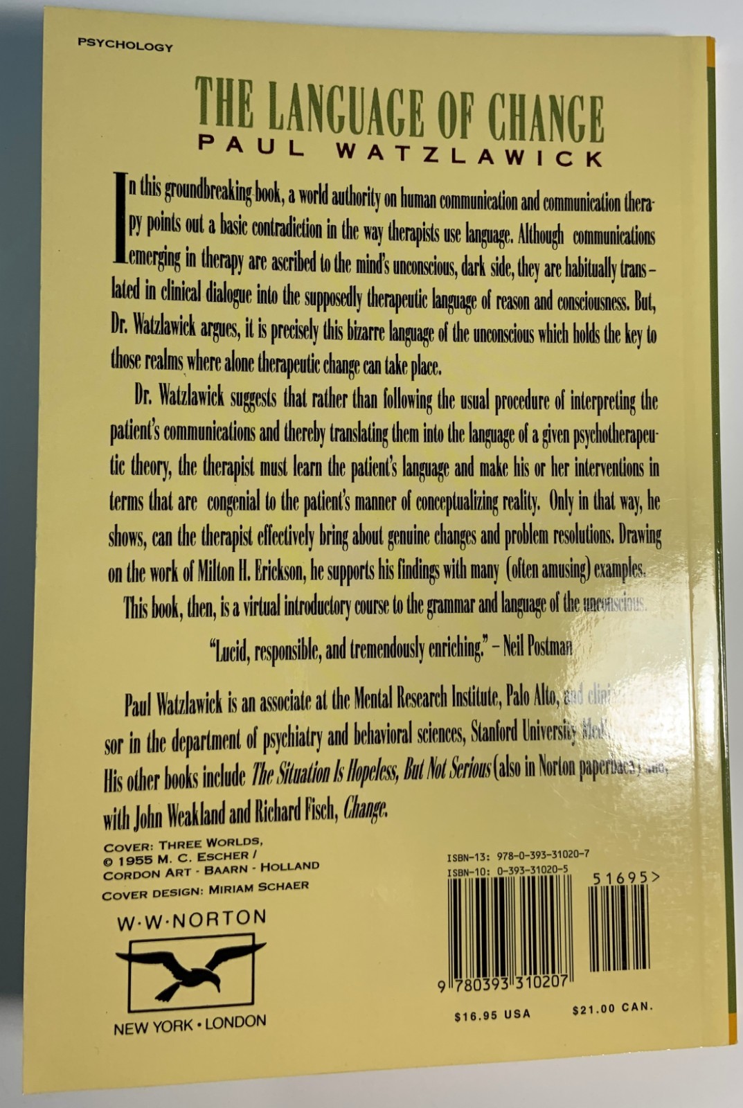 The Language of Change : Elements of Therapeutic Communication by Paul Watzlawic