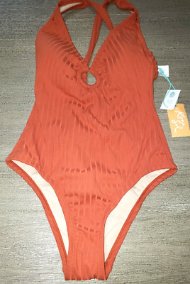 KONA SOL womens NEW NWT SWIM SWIMMING SUIT size 0/2 xs rust color PADDED BRA