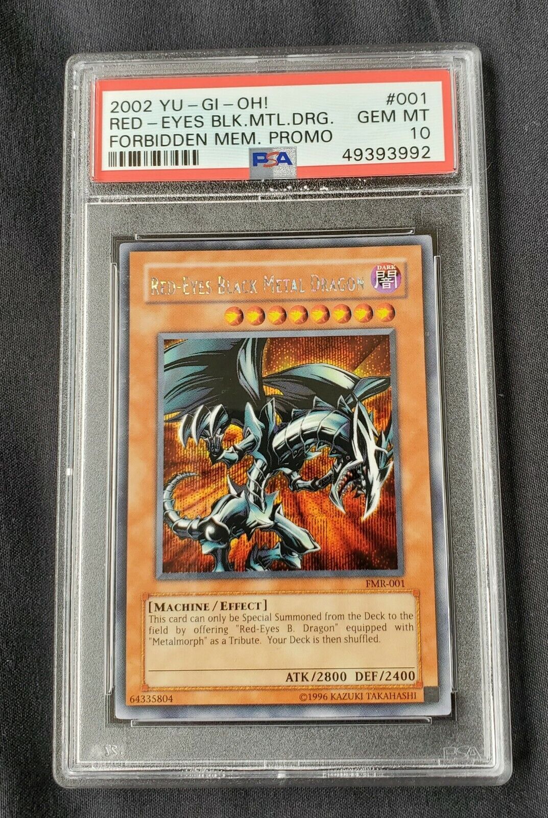 2002 YU-GI-OH! RED EYES BLACK METAL DRAGON FMR-001 PSA10 GEM 2002 YU-GI-OH! RED EYES BLACK METAL DRAGON FMR-001 PSA10 GEM