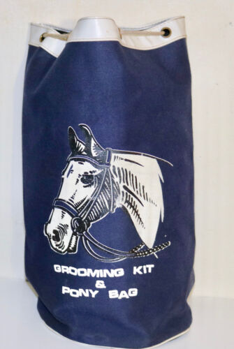 Equestrian vintage canvas grooming kit and pony bag 