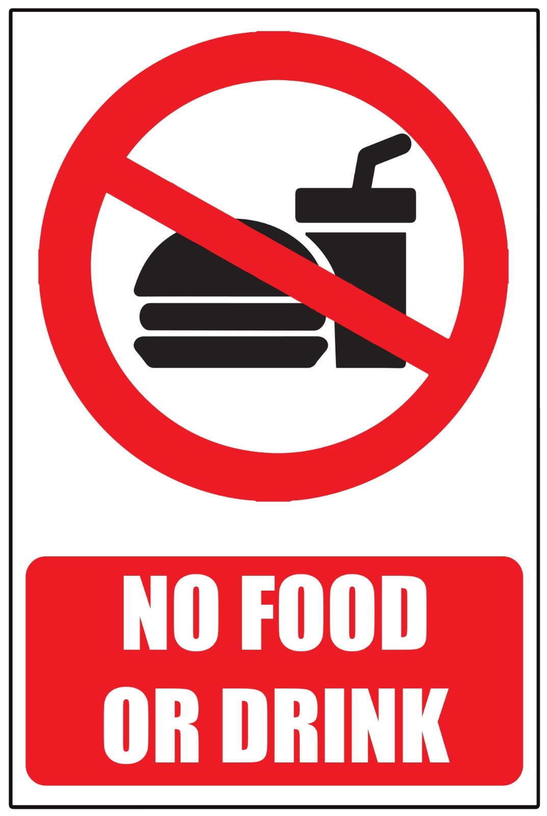 Sécurité publique: équipement Équipements professionnels Aucun aliment ou boisson Avertissement de Sécurité Sticker Signe vinyle pour fenêtre mur de verre Porte