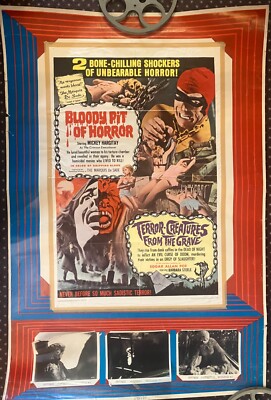 poster HORROR MARATHON - rare four-film fest 40x60 - Barbara Steele, Bloody Pit