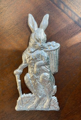 Vintage German Cardboard Easter Bunny Rabbit silver