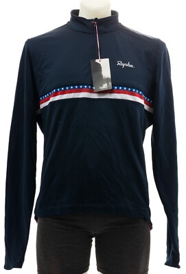Rapha Long Slv Country Jersey USA Men 2XL Navy Road Cycling Wool United States