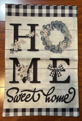 Home Sweet Home Garden Yard Lawn Flag 12”x18” Burlap Double Sides