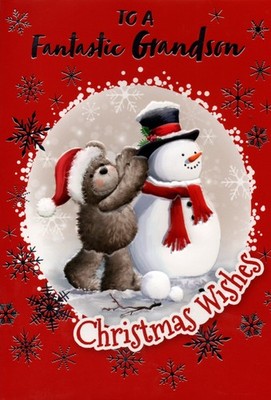 Grandson Christmas Card Choice Cute And Traditional Lovely Verses 7"x5"