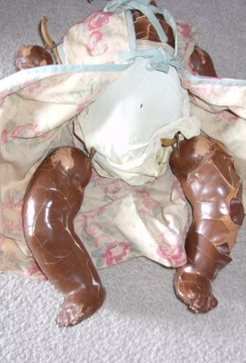 VINTAGE 40s BLACK COMPOSITION BABY DOLL ORIGINAL OWNER NEEDS TLC JOINTS