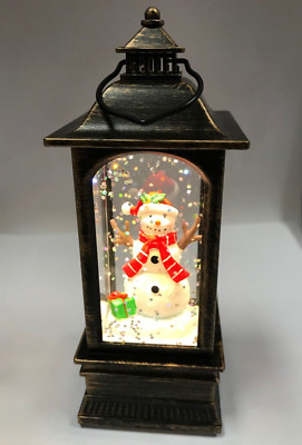 Snowman Christmas Musical Snow Globe Water Lantern Lighted 11'' Inches Tall