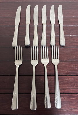 Lot Of 10 Oneida Ltd OCEANIC pattern stainless dinner forks Knives