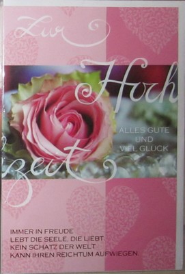 Hochzeitskarte mit Umschlag: Zur Hochzeit alles Gute und viel Glück **NEU