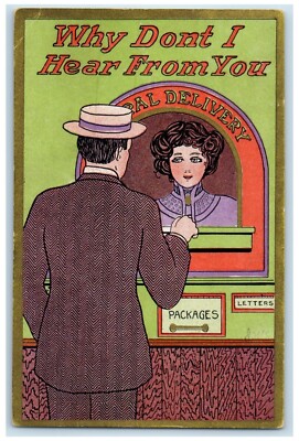 1909 Man Why Dont I Hear From You Red Phillipsburg Kansas KS Antique Postcard