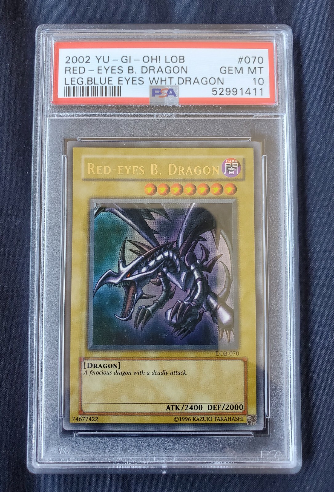 2002 YU-GI-OH! RED EYES BLACK DRAGON LOB 070 PSA 10 GEM MINT 2002 YU-GI-OH! RED EYES BLACK DRAGON LOB 070 PSA 10 GEM MINT