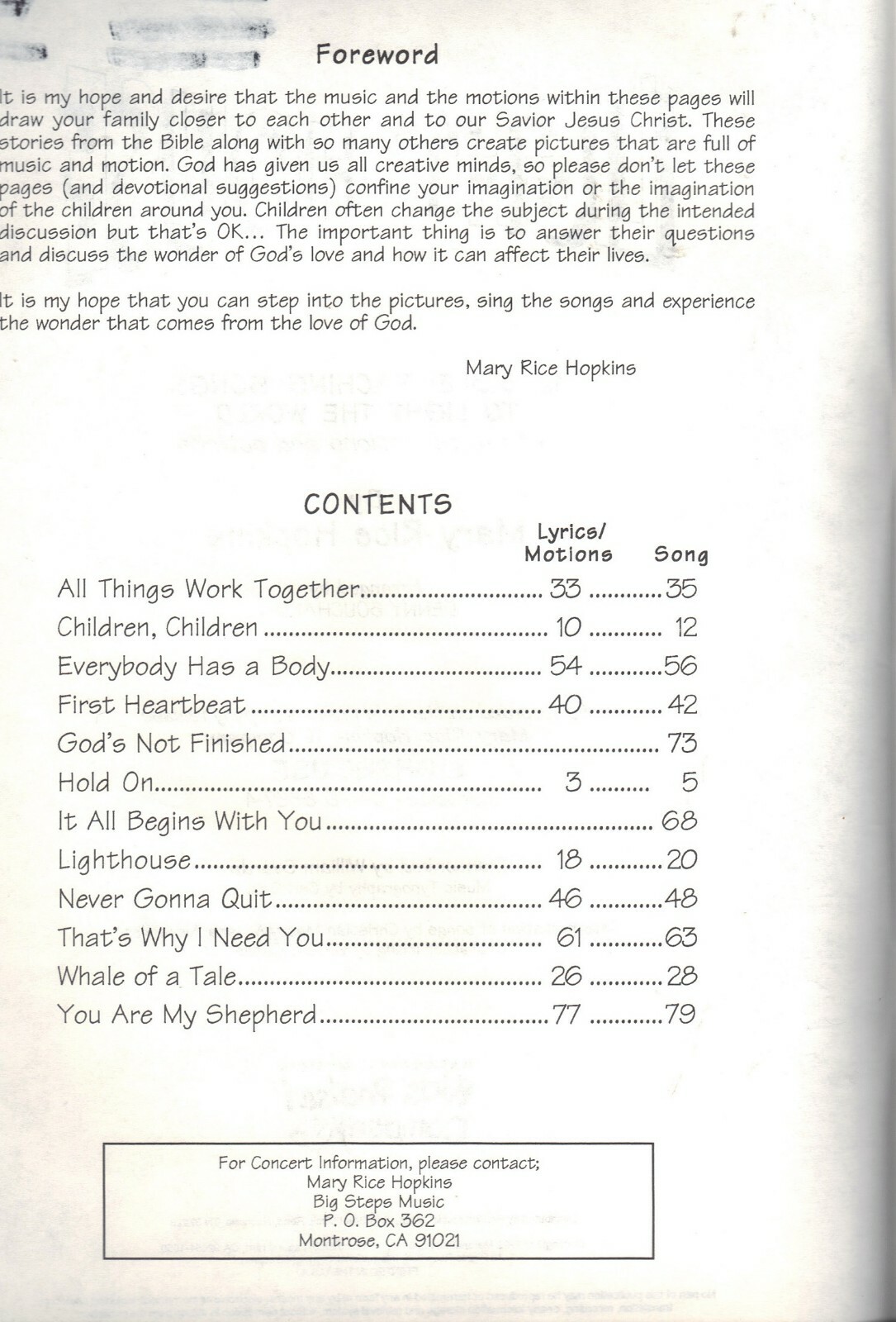 Mary Rice Hopkins & Company Light House 12 Bible Teaching Songs Christian Music