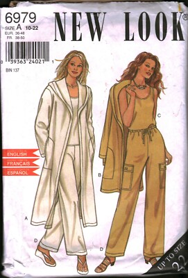 6979 Vintage NEW LOOK SEWING Pattern Misses Jacket Trousers Top Pants 22 OOP Sew