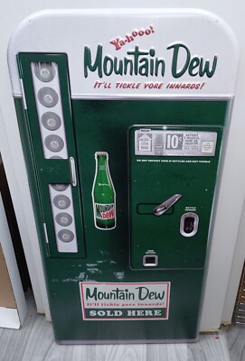 Mountain Dew Vending Machine Embossed Metal Sign 14'' x 30'' Vintage Style