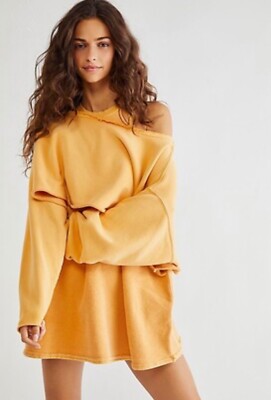 

Туника Free People Think Twice Twofer, укороченный топ, комплект из 2 предметов, оверсайз, золотой  NWT