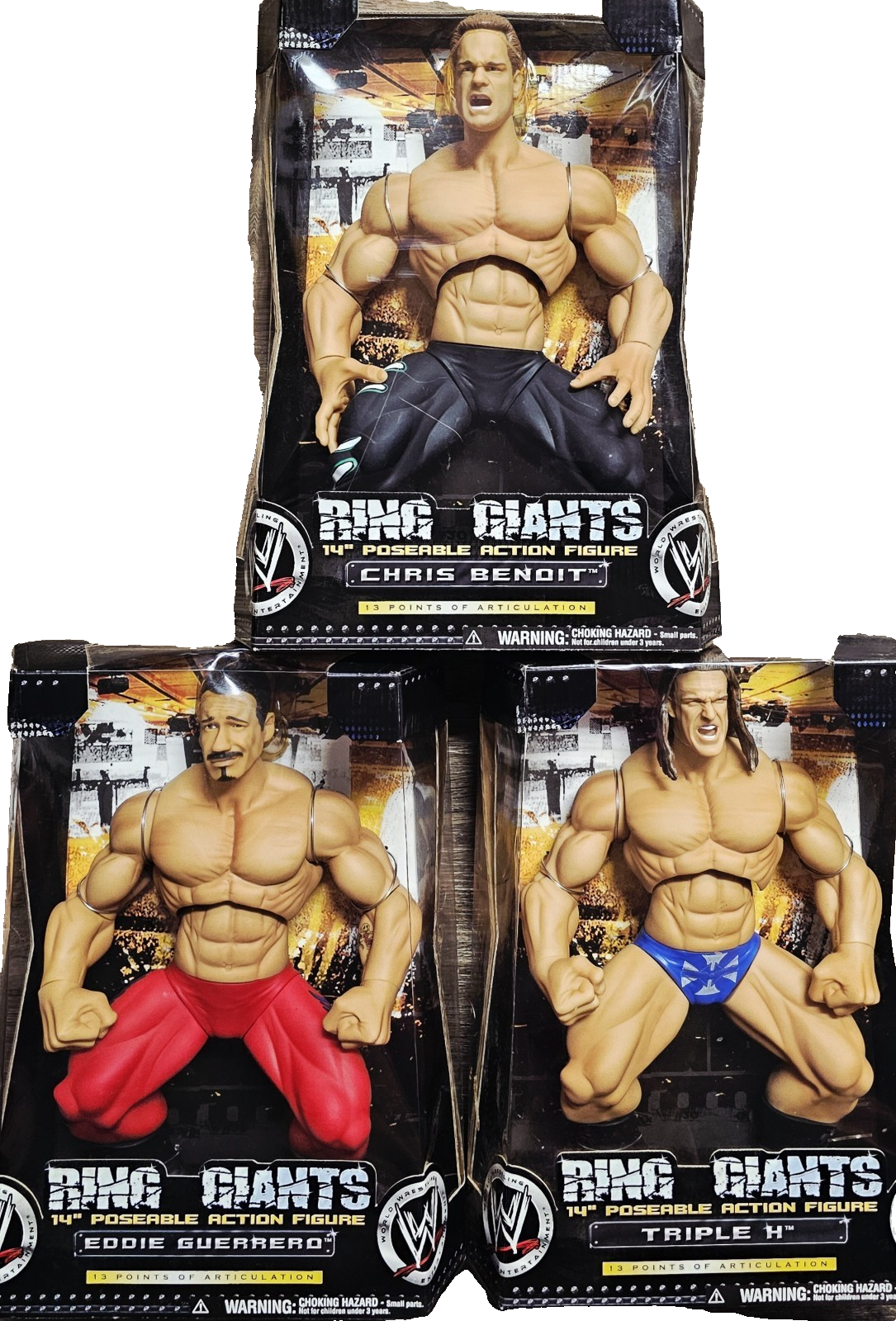 Set of 3 🌟 WWE WWF 2005 RING GIANTS 14” WRESTLING Action