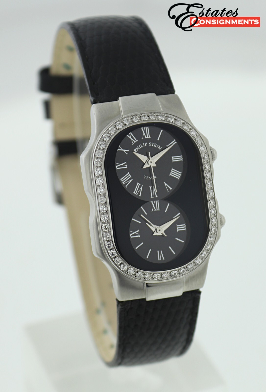 Philip Stein Black Dial Diamond Bezel Stainless Steel Watch Philip Stein Black Dial Diamond Bezel Stainless Steel Watch