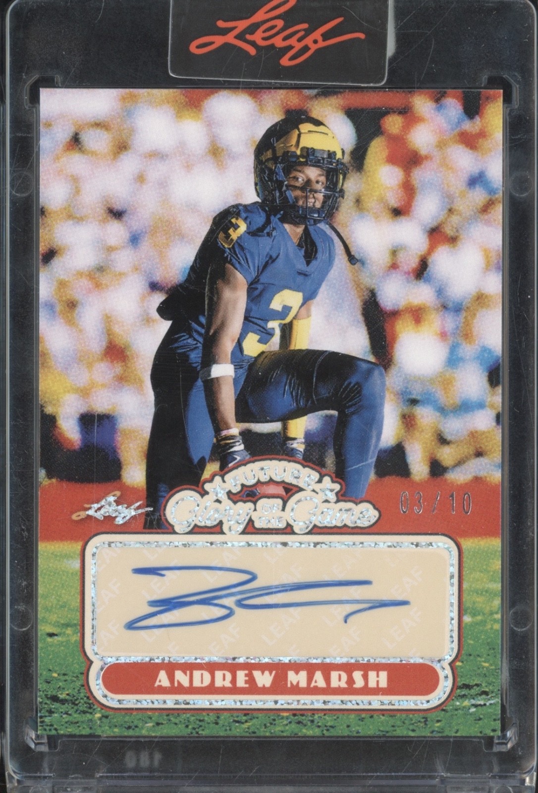 2025 Leaf Future Glory Of The Game Silver Sparkle Andrew Marsh Auto RC 3/10