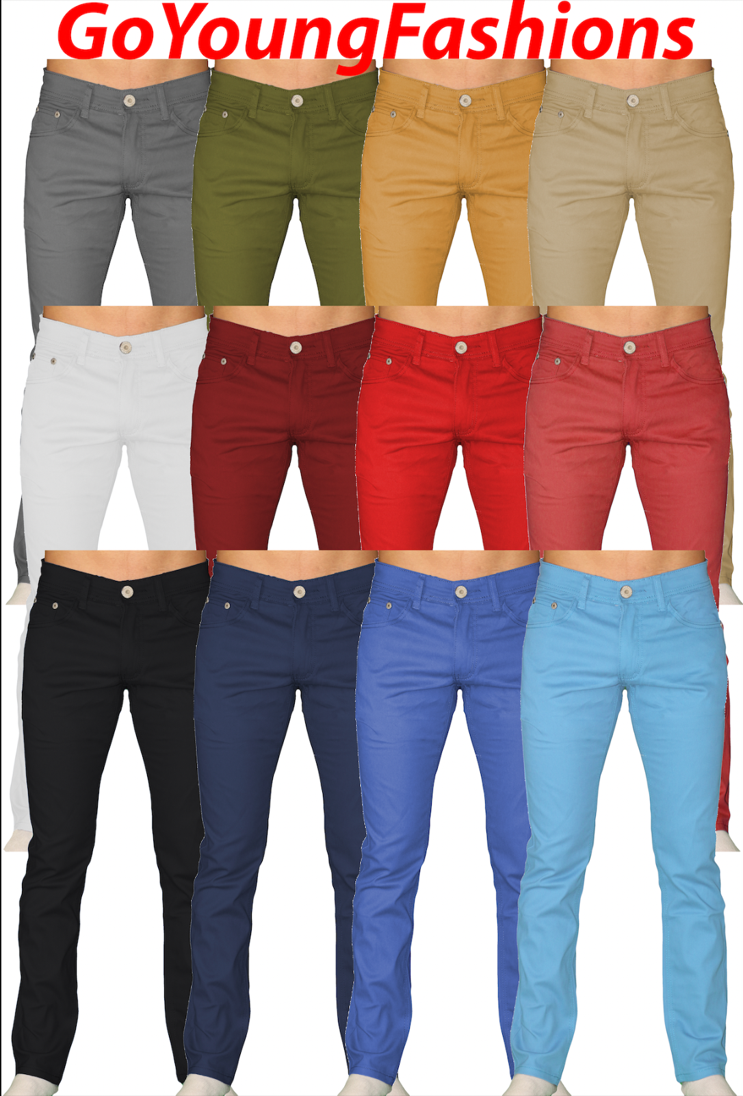 Chino Pants Men Khakis Skinny STRETCH SLIM FIT Flex Casual Cotton Trousers Slack