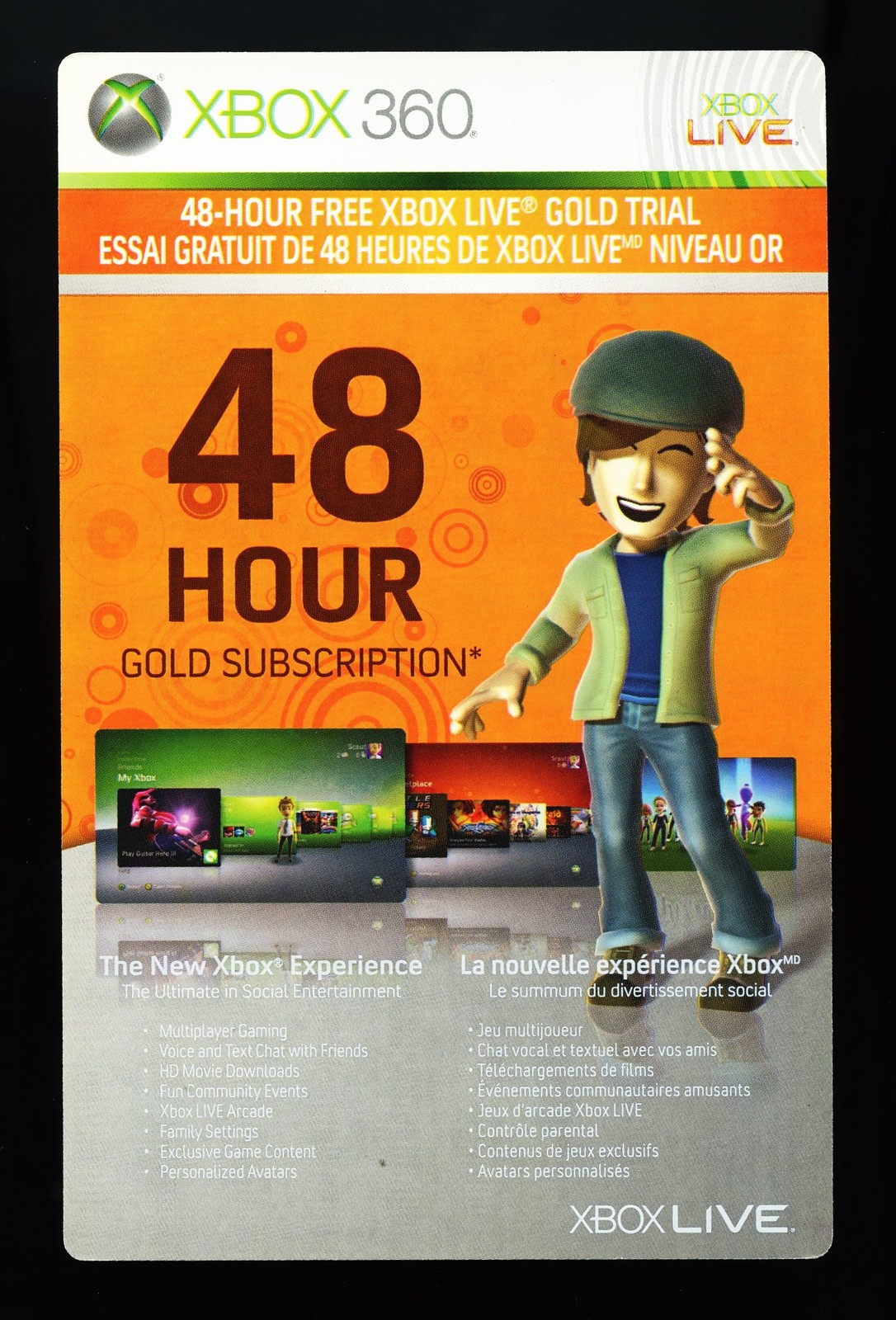 Microsoft Xbox 360 48 Hour Gold Subscription Trial Card Insert [READ]