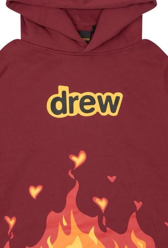 Pre-owned Drew House Fire Flames Hoodie Justin Bieber Authentic Men's Large Red Rare