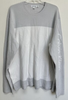 Calvin Klein Men's Dr Refined Logo Pedal Grey Crew Neck Sweater, Size XL