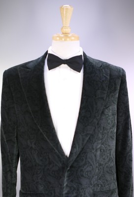 * KITON * Current Green Paisley Velvet Peak Lapel 2-Btn Dinner Blazer Jacket 42R