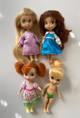 Authentic Disney Animators' Collection Mini 5 inch Doll Set of 4 dolls