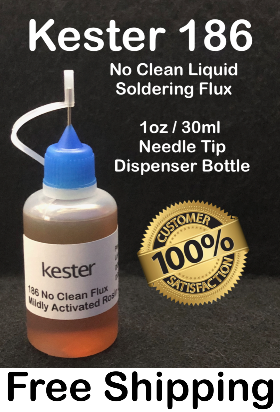 30ml/1oz NEEDLE TIP BOTTLE OF KESTER 186 NO CLEAN LIQUID ROSIN RMA FLUX