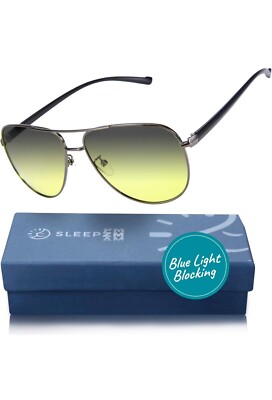 Sleep ZM Black Aviator Style All-in-One Transition Blue Blocking Light Glasses