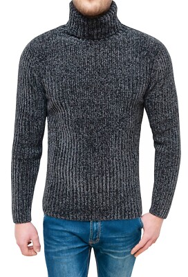 Pullover Dolcevita Diamond uomo grigio a collo alto invernale in ciniglia