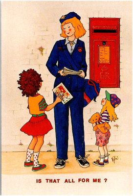 Is That All For Me? Children & Postal Worker Rosalind Wicks 1991 Postcard UK