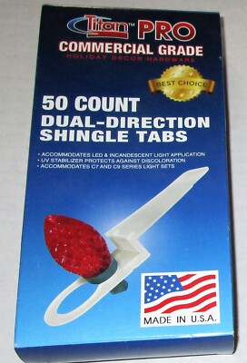 TITAN-PRO 50CT Dual-Direction Shingle Tabs for C7 & C9 Christmas Light 0849684