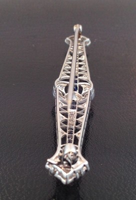 Antique Lady's Platinum 1 Carat Diamond and 1 1/2 Carat Sapphire brooch