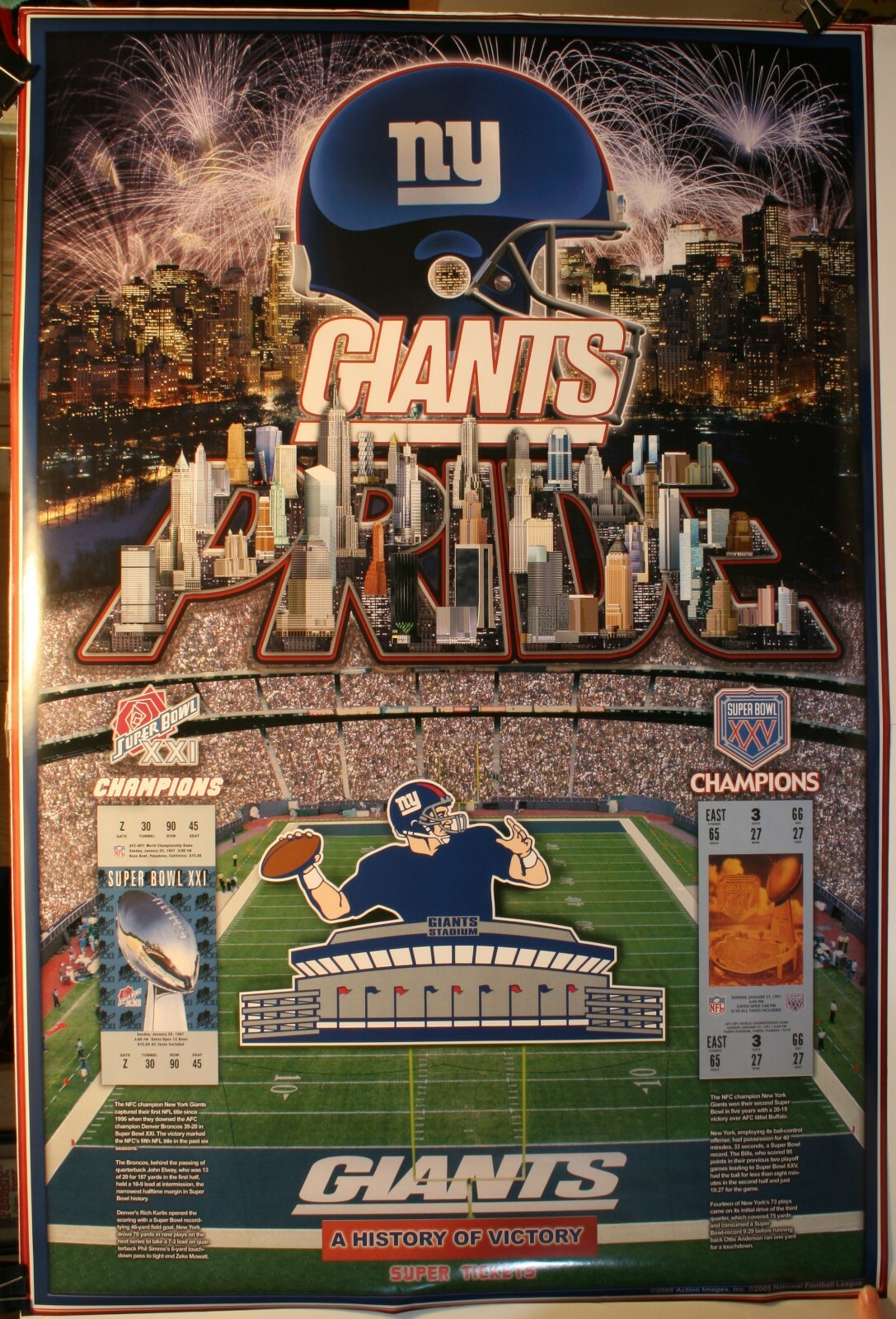 New York Giants Pride History of Victory 24 x 36