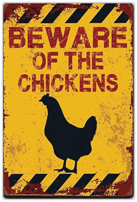 Beware of Chicken Sign, Chicken Coop Decor Gifts for Chicken Lovers,