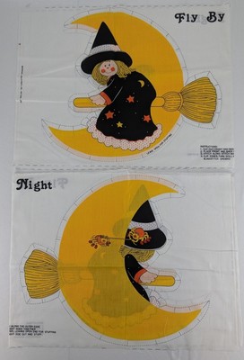 Vintage Fly By Night Halloween Witch Pillows Cut & Sew Panels 7891 Set of 2