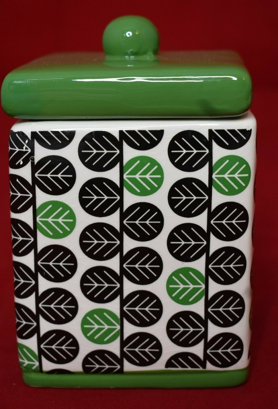 Teabag Holder Dispenser with Lid Green black & white MSRF Inc Design Studios