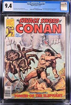Savage Sword of Conan 24 CGC 9.4 OW/WP Classic REH Norem Tower of the Elephant