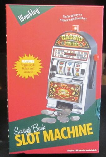 Wembley Desktop Vegas Style Slot Machine Saving Bank. NIB