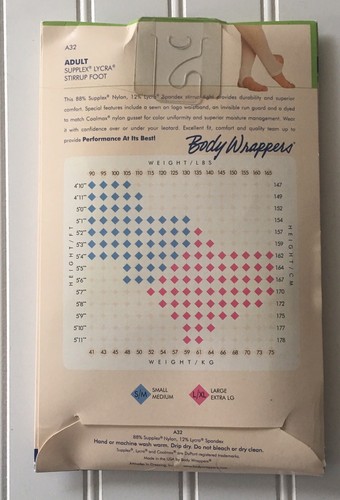 Body Wrappers Stirrup Foot Body Tights A32 Jazzy Black  Size SML / MED