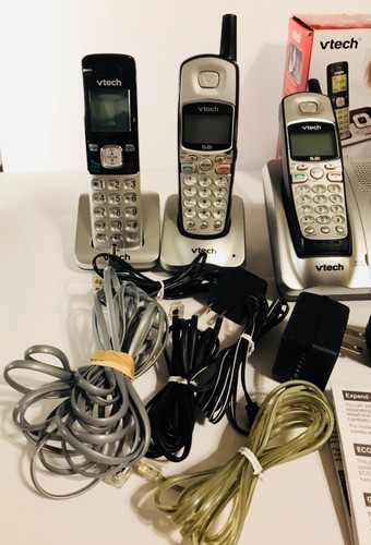 Lot Of 5 V-Tech Cordless Phones 5 Bases Working Digital Answering Machine