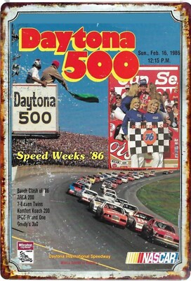 Daytona 500 Speedweek Stock Car Race All Metal Tin Sign  8x12