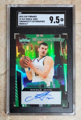 2023-24 Leaf Vibrance Green Prizm Nikola Jokic #/7 #CC-NJ1 - SGC 9.5 MINT+ AUTO