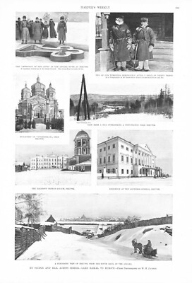 By Sledge and Rail Across Siberia  -  Lake Baikal to Europe - 1897 Antique Print