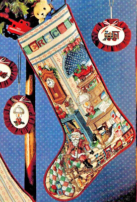   HOLIDAY STUDY Christmas Stocking Cross Stitch Chart Antique Toys + Ornaments