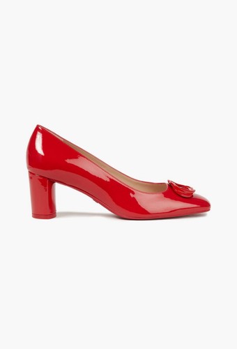 Pre-owned Stuart Weitzman Anicia 60 Tonal Women's Red Patent Cone Heel Pumps 39/8.5m