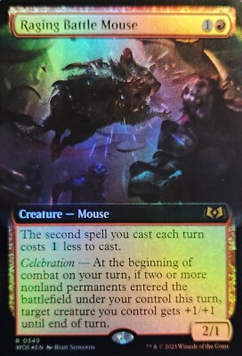 Mtg (Foil)  Raging Battle Mouse  (Extended Art) Wilds of Eldraine NM-MINT 