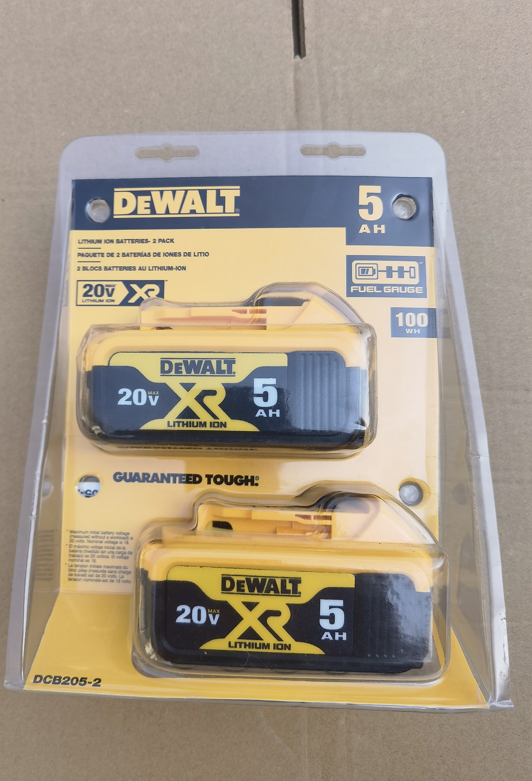 2Pack Dewalt DCB205 20V MAX XR 5.0 Ah Compact Power Tool Bat